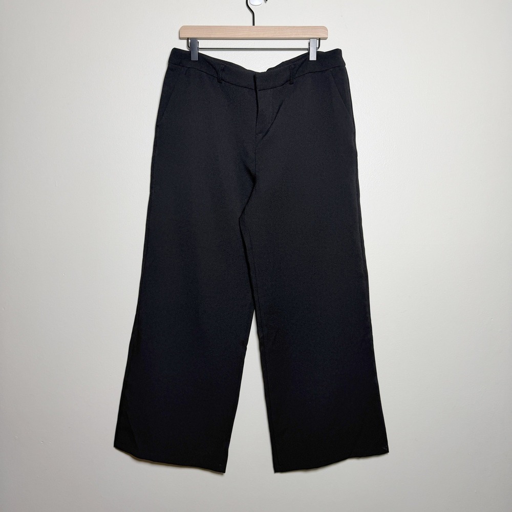 Musera Black Wide Leg High Rise Crepe Trousers Size XL Professional‎ Workwear